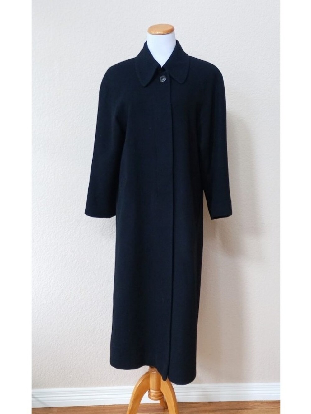 FLEURETTE vintage elegant black 100% camel hair long
